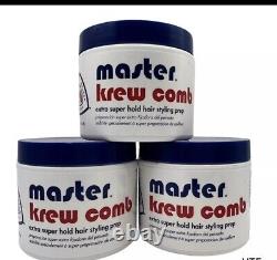Master Krew Comb Extra Super Hold Hair Styling Prep 4 oz 3 Tubs