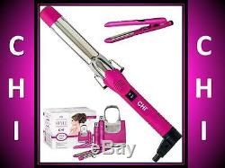 New No Box Chi Miss Universe Pink Updo Kit Hair Straightener Flat + Curling Iron