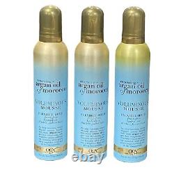 OGX Renewing + Argan Oil Of Morocco Voluminous Mousse Flexible Hold 8oz Lot Of 3