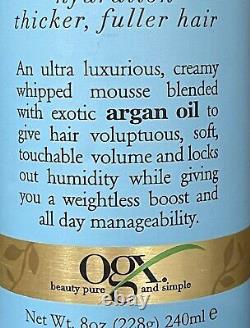 OGX Renewing + Argan Oil Of Morocco Voluminous Mousse Flexible Hold 8oz Lot Of 3