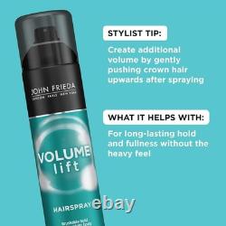 (PACK OF 3) John Frieda VOLUME LIFT HAIR SPRAY for Fine or Flat Hair 10 oz 283 g