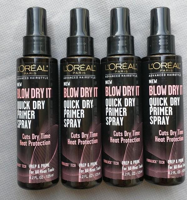 Pack 4 L'oreal Blow Dry It Quick Dry Primer Spray Heat Protection 4.2 Fl Oz