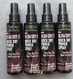Pack 4 L'oreal Blow Dry It Quick Dry Primer Spray Heat Protection 4.2 Fl Oz
