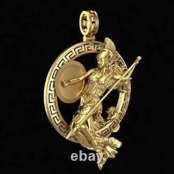 Pendente dea athena antica grecia oro 18kt argento guerriera scultura