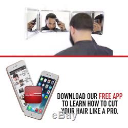 Perfecting Self Grooming Black Lambo 3-Way Mirror w Free Educational Mobile App