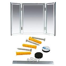 Perfecting Self Grooming Tri-Fold Vanity 3-Way Mirror Any Room With Beveled Edge
