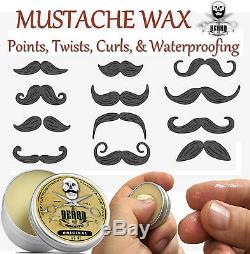Premium Beard Grooming Set, Moustache Wax, Beard Balm, Beard Oil, Comb & Case