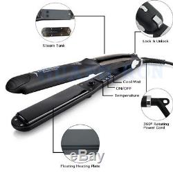 Professional Steam Flat Iron Hair Straightener Straightening Styler + Organ Oil