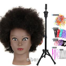 Real Hair Mannequin Head Training with Stand Tripod for Hairdresser Hairstyle