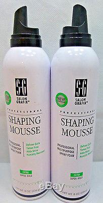 Salon Grafix Professional Shaping Mousse Extra Super Hold 2 Cans 8 oz Each