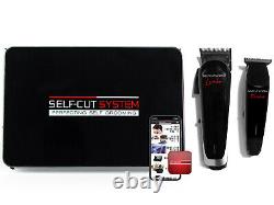 Self Cut System Black Lambo Mirror with Retro Kit Hair Clipper & Trimmer Set