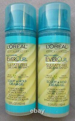 Set of 2 L'OREAL EVER CURL Sulfate-Free Sculpt & Hold Cream Gel 5 fl oz/50 ml