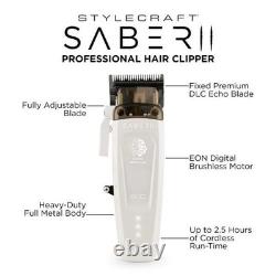 StyleCraft Saber 2 White Cordless Clipper Limited Edition Ghost SC BRAND NEW