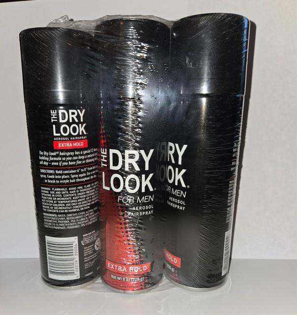 The Dry Look For Men Aerosol Hairspray, Extra Hold, 3 Cans @8oz New In Wrapper