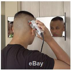 Trifold Mirror For Men Personal Bathroom DIY Haircut Wall Mount 3-Way Wall Kit