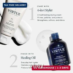 VIRTUE Healing Hair Oil & 6-in-1 Styling Cream Set Heat protectant, adds shine