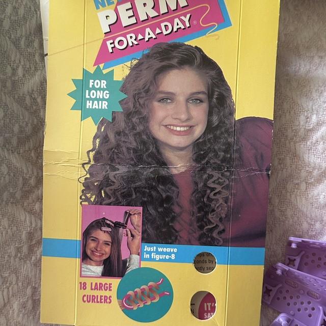 Vtg Y2k 1993 90s Perm For A Day For Long Hair Pink Wave Curlers & Purple Rare