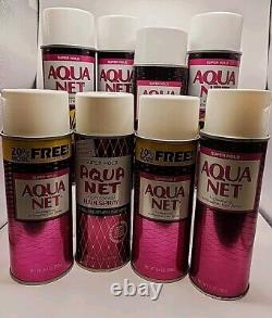 Vintage Aqua Net Super Hold All Weather Hair Spray Pink Can Lot Of 8 Faberge