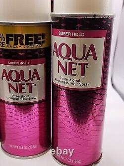 Vintage Aqua Net Super Hold All Weather Hair Spray Pink Can Lot Of 8 Faberge