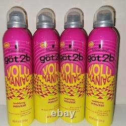 Volumaniac Bodifying Mousse Medium Hold 8 oz NEW LOT 4 Schwarzkopf got2b